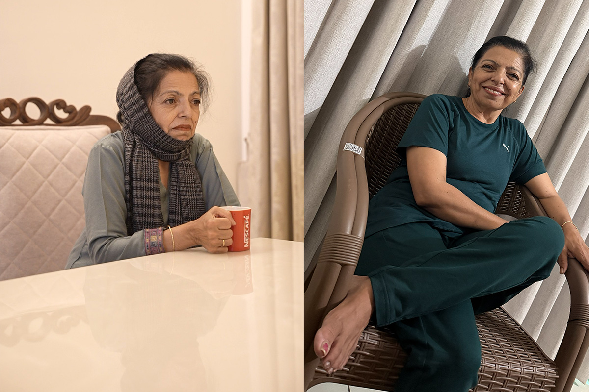 Mother's transformation — before and after
